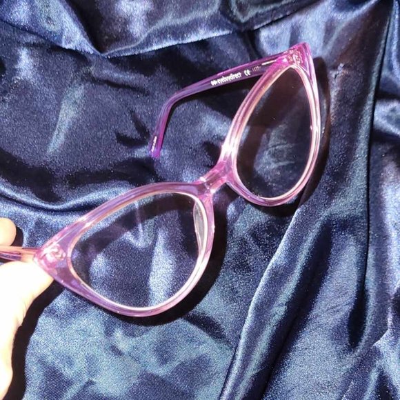 Brand New Clear Purple Small Cat Eye +1 Prescription Progressive Lenses Glasses - Picture 2 of 4